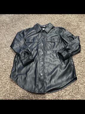 Old Navy NWT, black faux, leather Shacket women’s medium